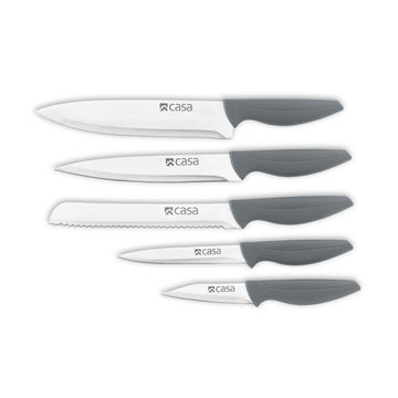 CASA - PALERMO – 6PC KNIFE SET – 4 KNIVES, FOOD SHEARS & BLOCK - STAINLESS STEEL
