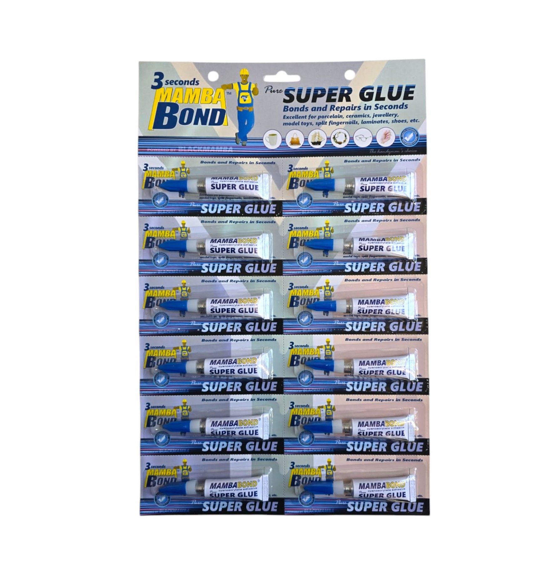Mamba Bond Super Glue 3g x 12 Pack Card