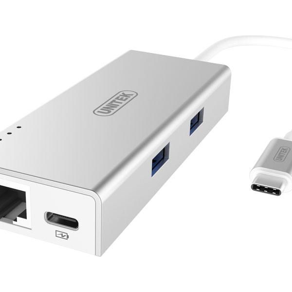 Unitek Type-C 2-Port Usb3.0 Hub With Power Delivery And Gigabit Ethernet