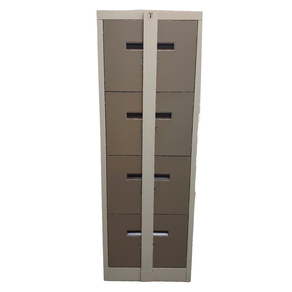 4 Door Filing Cabinet with Security Bar - Ivory & Karoo