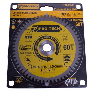 Pro-Tech - Saw Blade Tct 160 x 2.2 x 20 x 60T Alum. Prof.