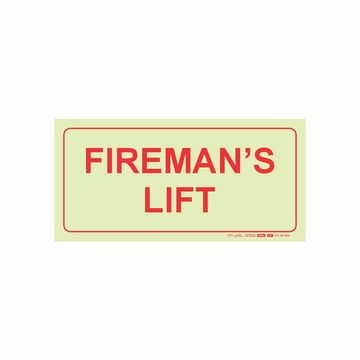 Photoluminescent 190mm Safety Sign F47 Firemans Lift