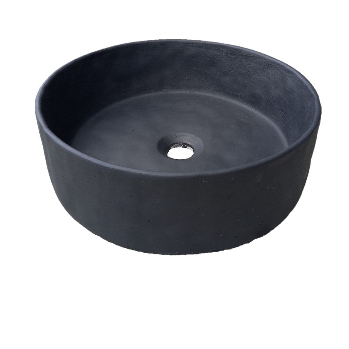 Round Black Concrete Bathroom Sink, Elegant, Modern Matt Finish 40cm x 12cm
