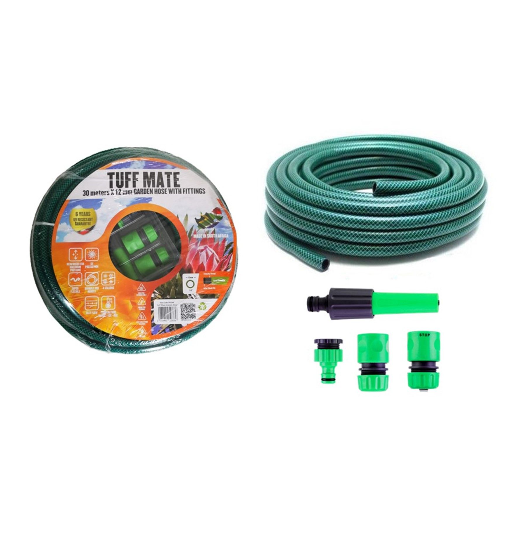 TUFF MATE Garden Hose Pipe with Fittings 12mmx30m