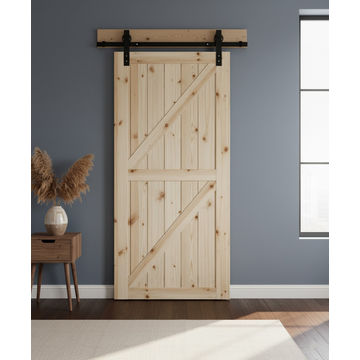 Double Z-Brace Barn Door with Vertical Slats & Hardware Kit (2100mm x 920mm x 36mm)