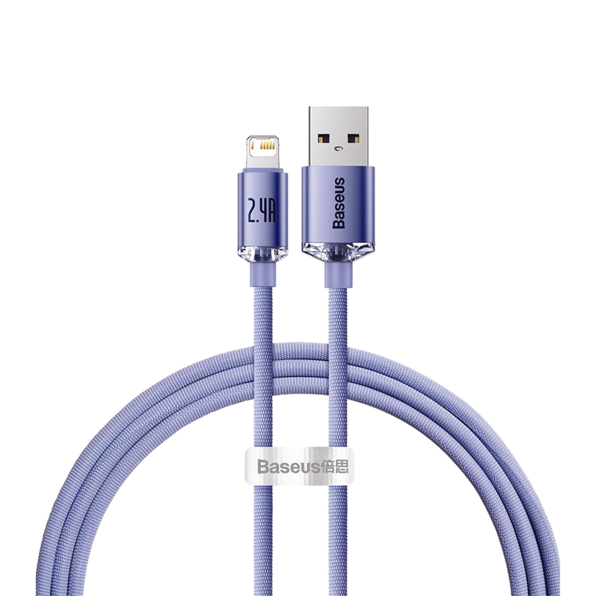 Baseus Crystal Shine Series Fast Charging Data Cable USB to iP 2.4A 1.2m - Purple