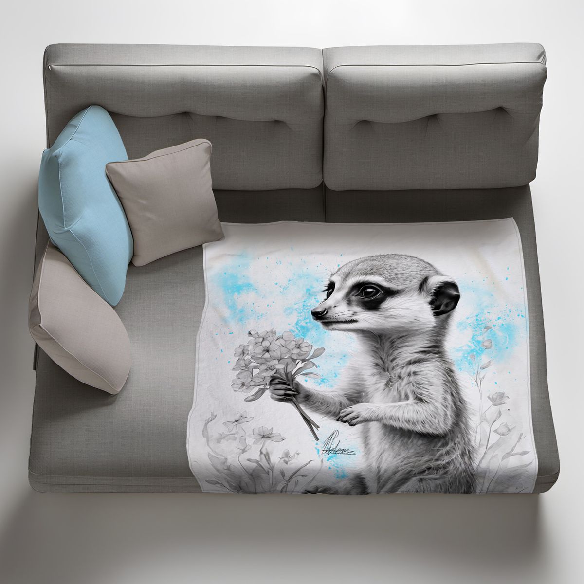 Blue Baby Meerkat Light Weight Fleece Blanket By Nathan Pieterse LEROY MERLIN South Africa