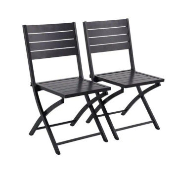 Naterial Xara II Origami Aluminium Patio Chairs Set of 2 Dark Grey (Excludes Table)