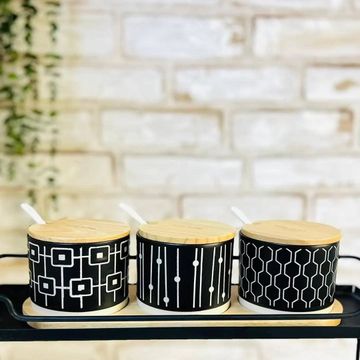 Seasoning Canister Set 10pcs -Geometric
