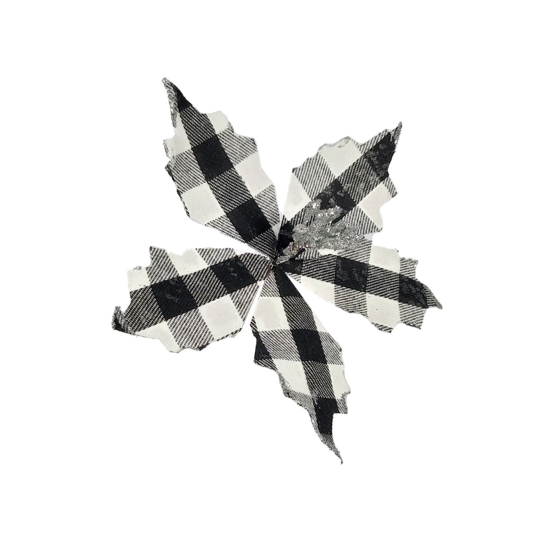 BLACK AND WHITE TARTAN POINSETTIA 18CM