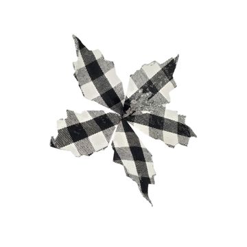 BLACK AND WHITE TARTAN POINSETTIA 18CM