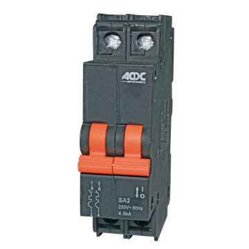 Circuit Breaker 13mm 4.5KA  2 Pole D-Curve  15A