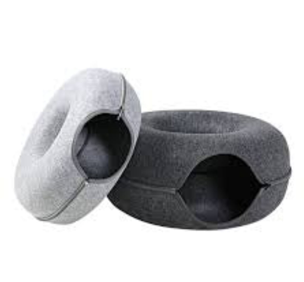 Cat & Dog Felt Tunnel Toy (dark or light gray)