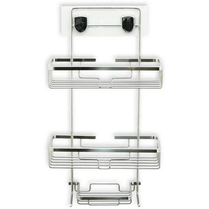 Woodly Nanogrip Stick-On Shower Caddy, 3 Tier, Stainless Steel