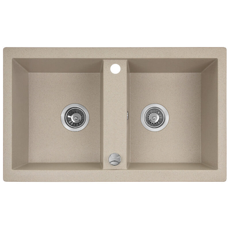 Laveo Barbados Granite Sink 2 Bowl - Beach Sand