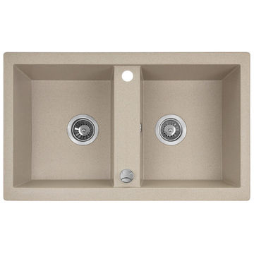 Laveo Barbados Granite Sink 2 Bowl - Beach Sand