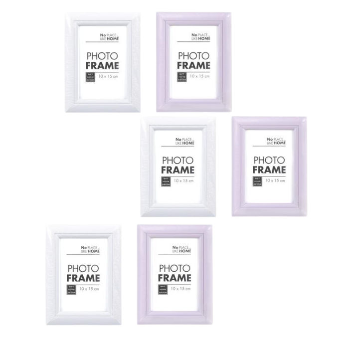 Set of 3 PICTURE-FRAME PL WHITE/Lilac GLOSS 10x15cm