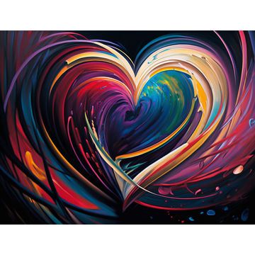 Canvas Wall Art - Canvas Wall Art: Pulsating Heartbeat Painting - B1330 - [120 x 80 cm]