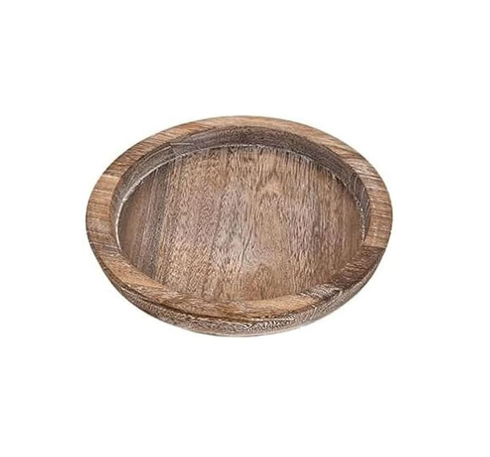 Round Wooden Serving Tray Vintage Home Decor Table Countertop Centerpiece - Rustic