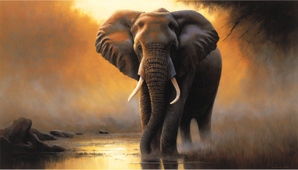 Canvas Wall Art - Majestic Elephant - B1017 [120 x 80 cm]