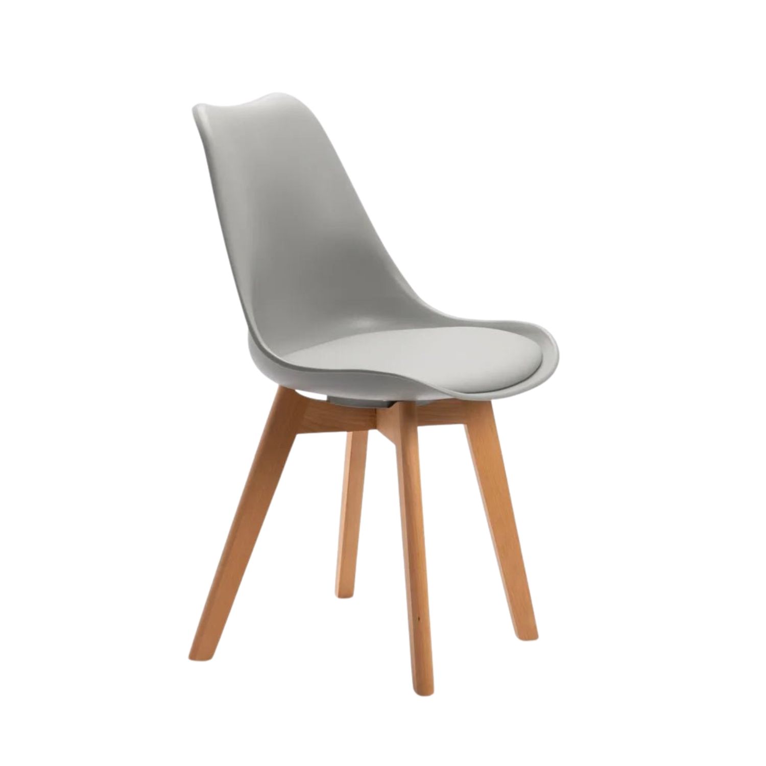 Mid-Century Wooden Leg Dining Chair - Grey