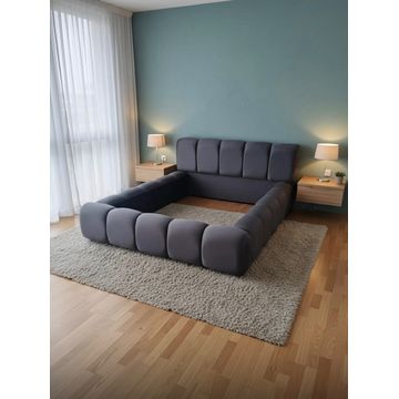 Lunara Bubble Sleigh bed without base - Dark Grey - Velvet - King