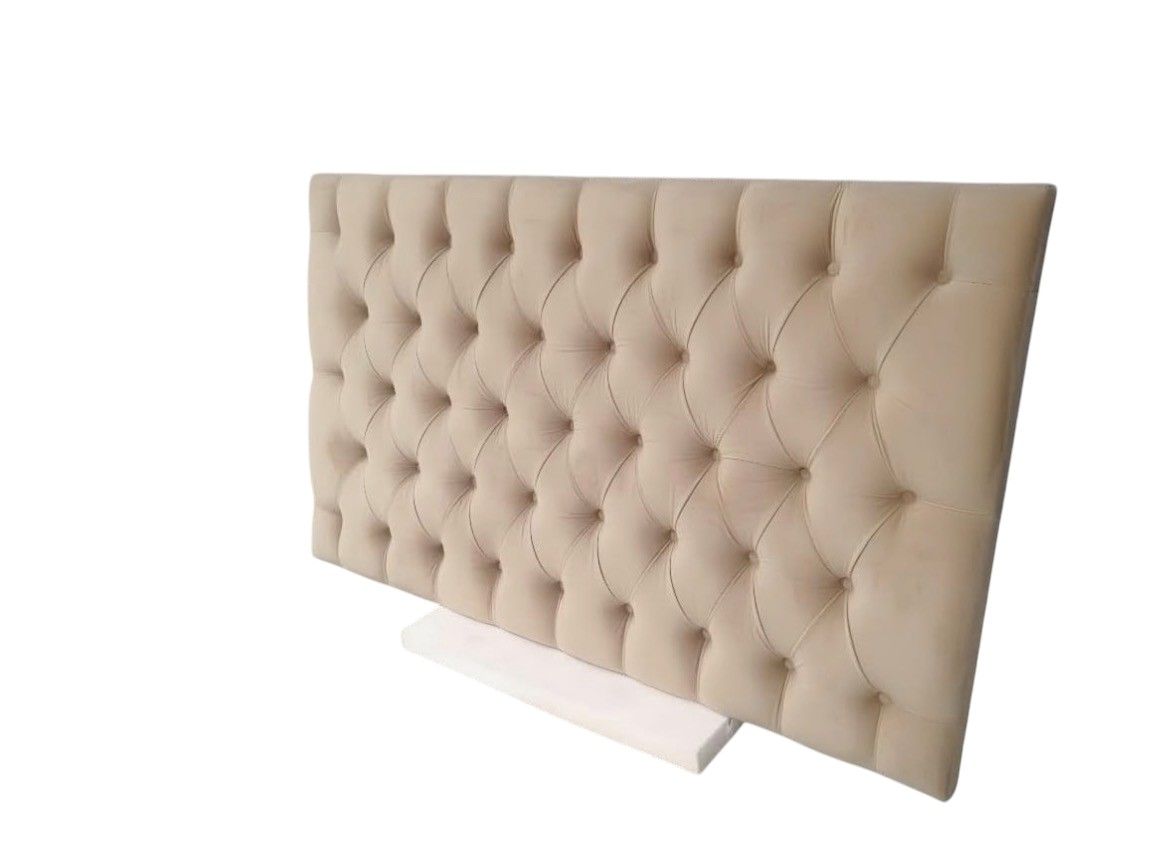Wall mount Button Headboard- Velvet Material -King - Beige