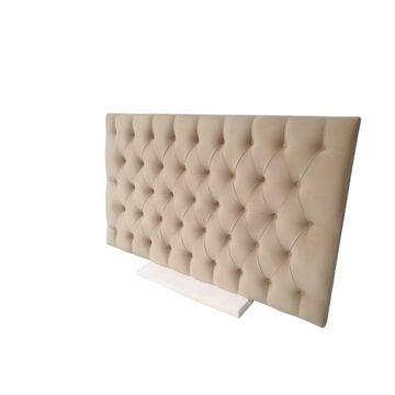 Wall mount Button Headboard- Velvet Material -King - Beige