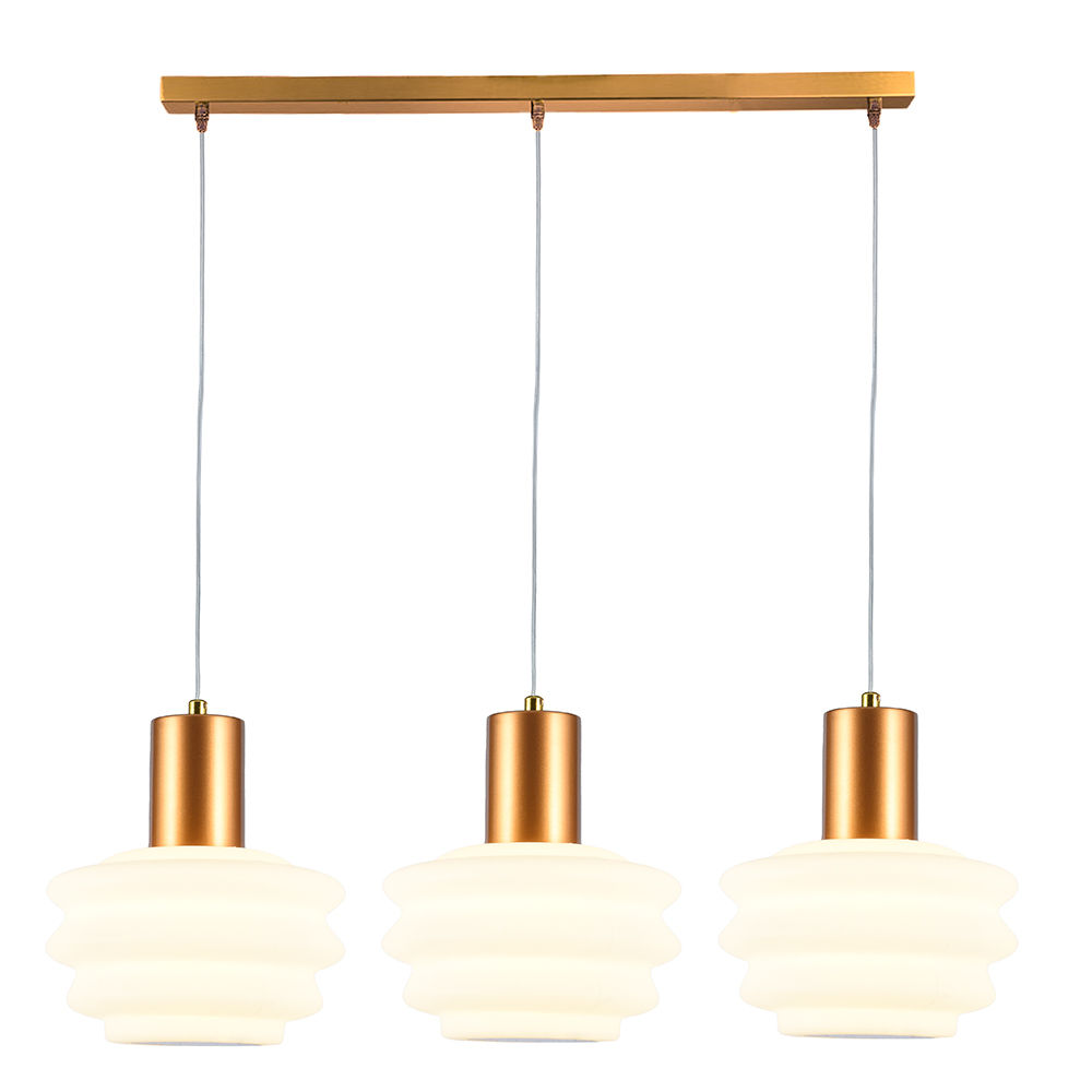 Beehive Trio Pendant White & Brass LED 18w 3000K
