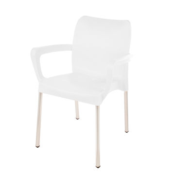 Heavy Duty Bistro Chair with Armrests - Ice White - 1 Chair
