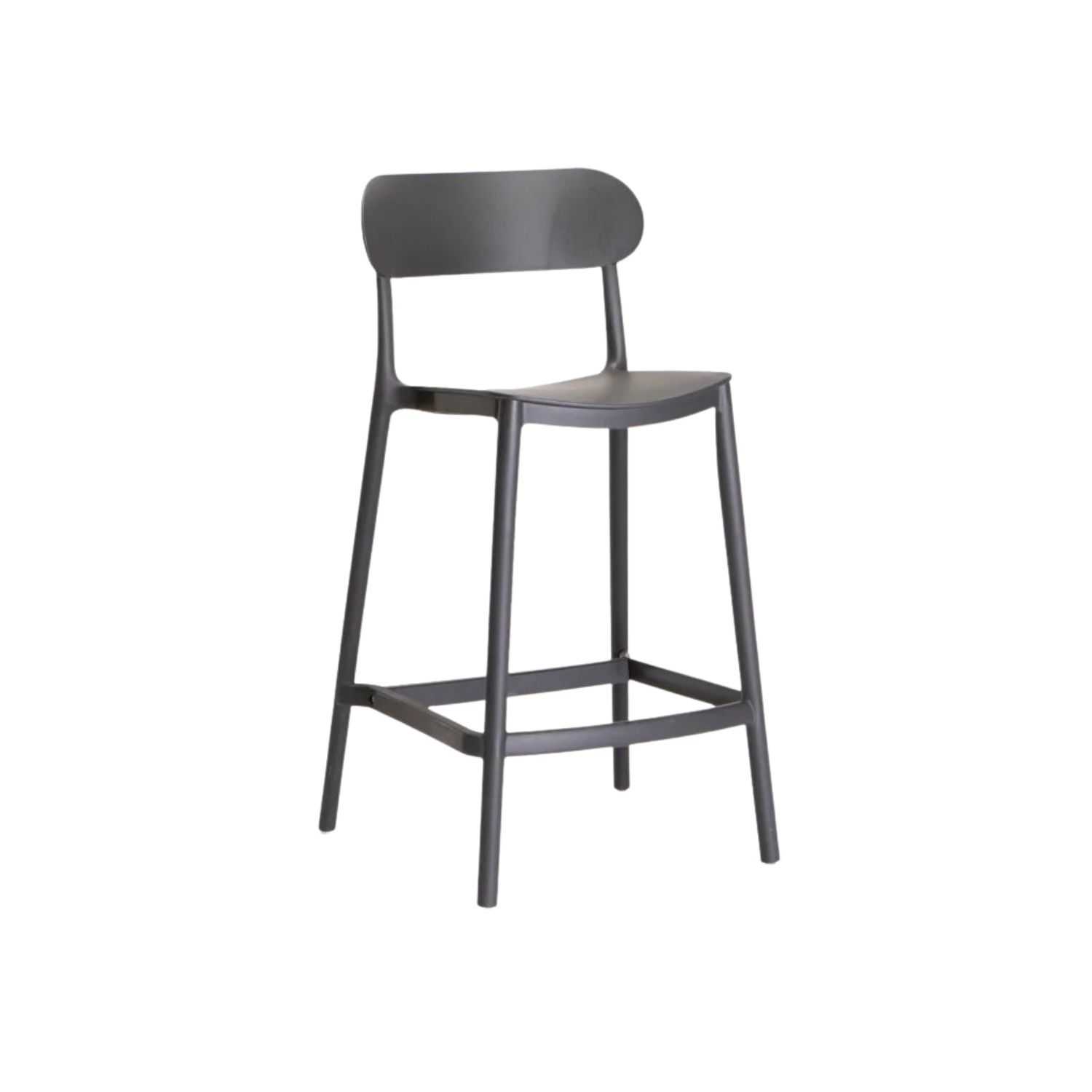 Modern Polypropylene Kitchen Stool - Dark Grey