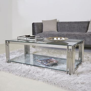 EFURN- Lucinda Silver pipe design coffee table