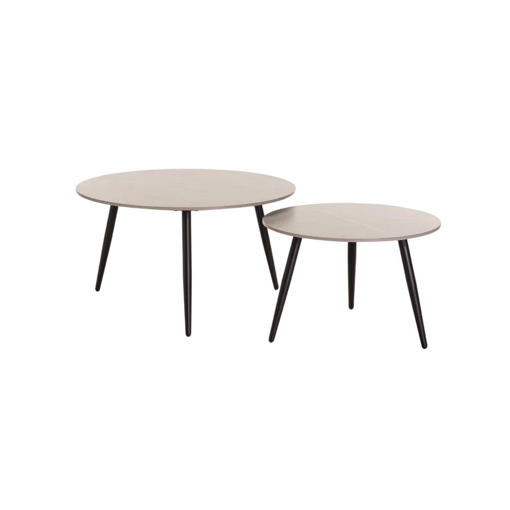 Vividitto - Cognac Set Of 2 Stone Top Coffee Table - Grey