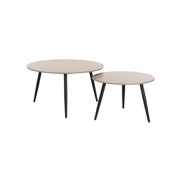 Vividitto - Cognac Set Of 2 Stone Top Coffee Table - Grey