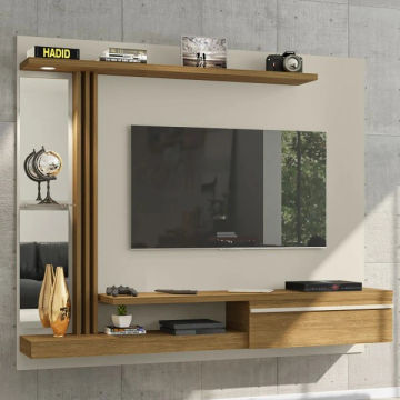 Denver Panel With LED And Glass Shelf-Off White/Cinnamon