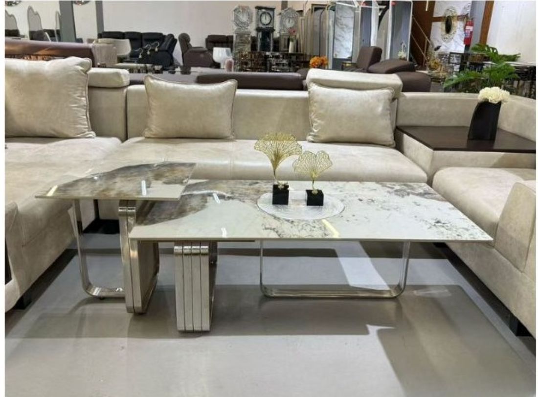 Marble Silver Legged Coffee Table