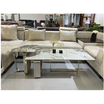 Marble Silver Legged Coffee Table