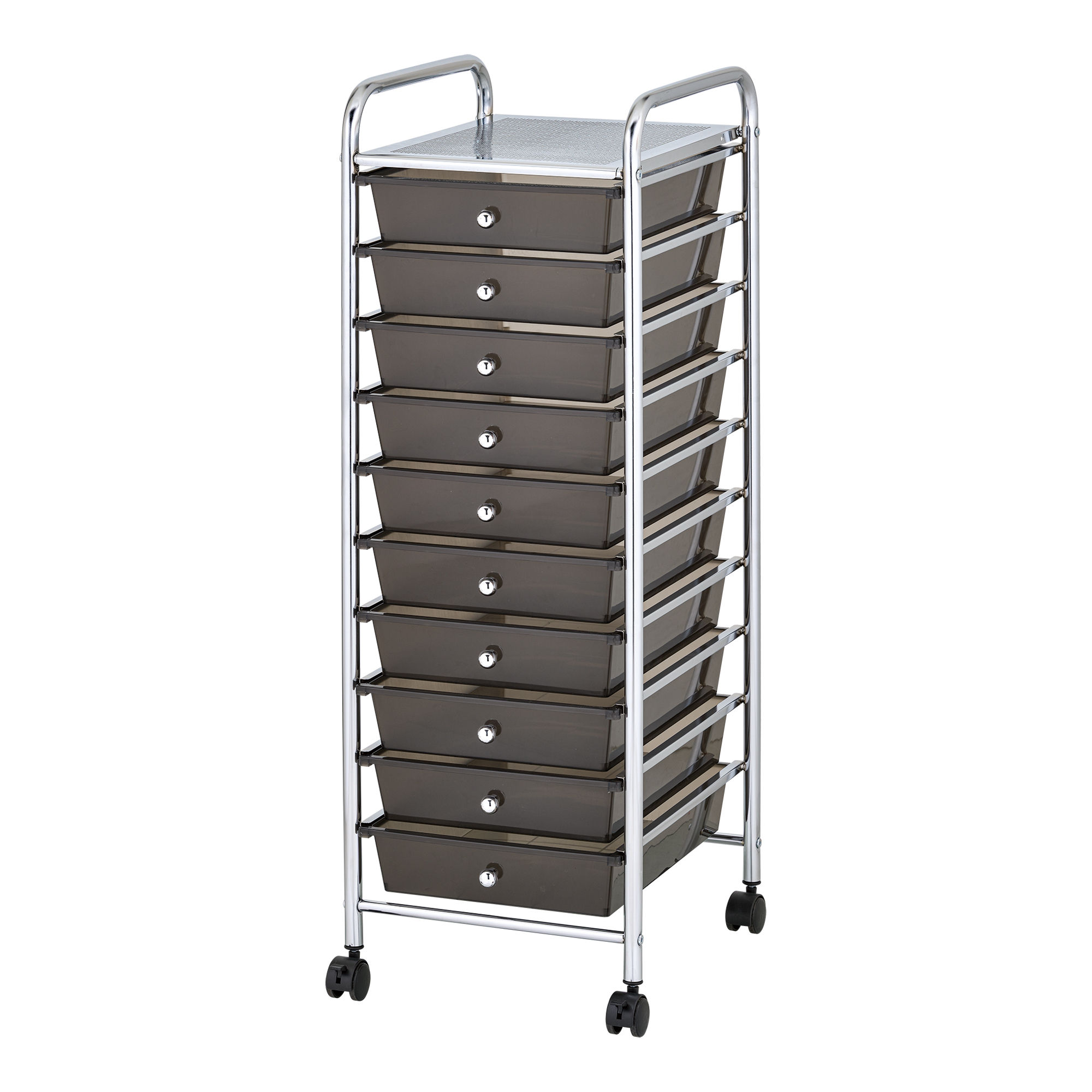 10-DRAWER ROLLING ORGANIZER CART WITH CHROME-PLATED STEEL FRAME