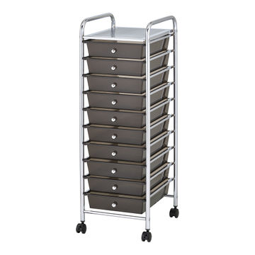 10-DRAWER ROLLING ORGANIZER CART WITH CHROME-PLATED STEEL FRAME