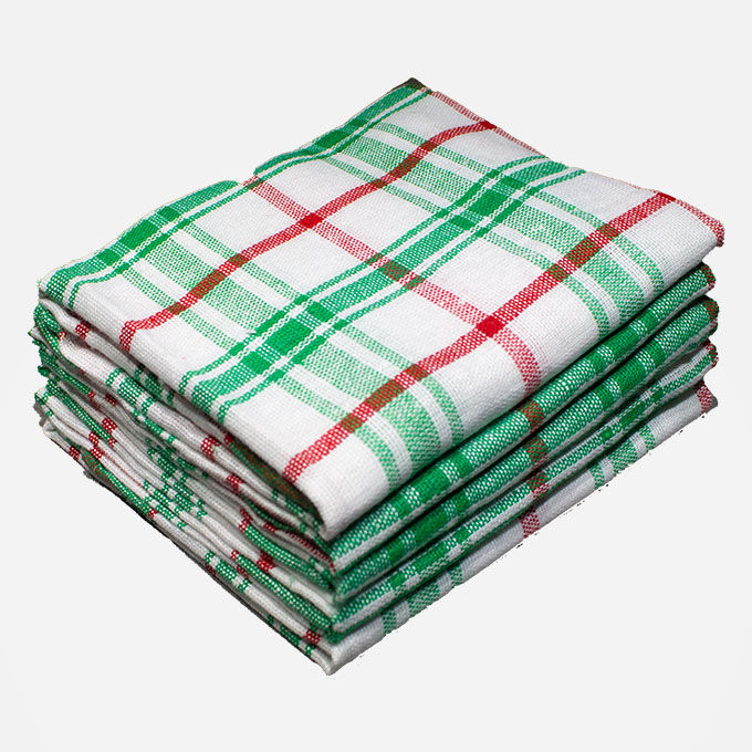 Multipurpose, Easy Fit, Absorbent Kitchen Towel - Design 2007 - 045x070cms - (05 Pc Pack) - Medium Checks - Jolly Green