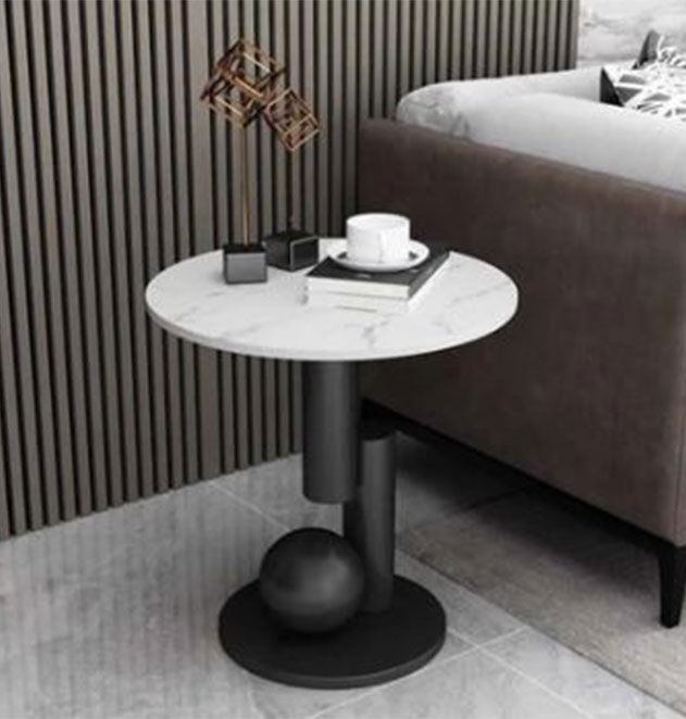 Designer Concepts Campbell Marble End Table- Black