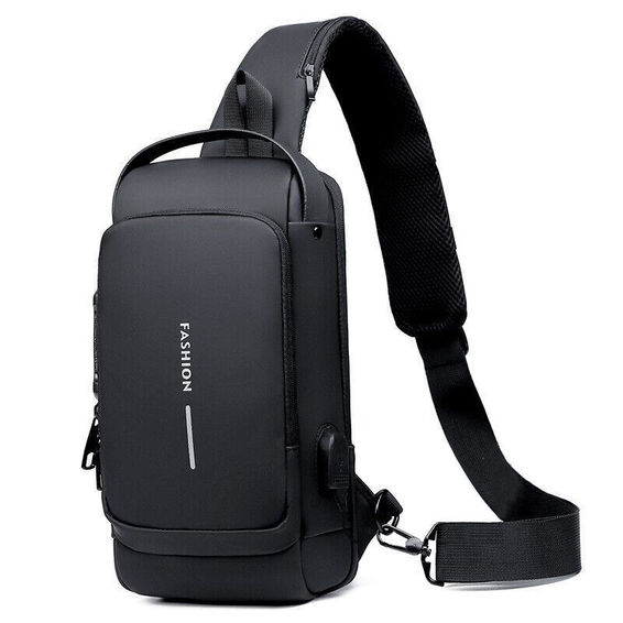 Saich Usb Charging Sport Sling Bag Male Anti Theft Chest Bag With Password Lock