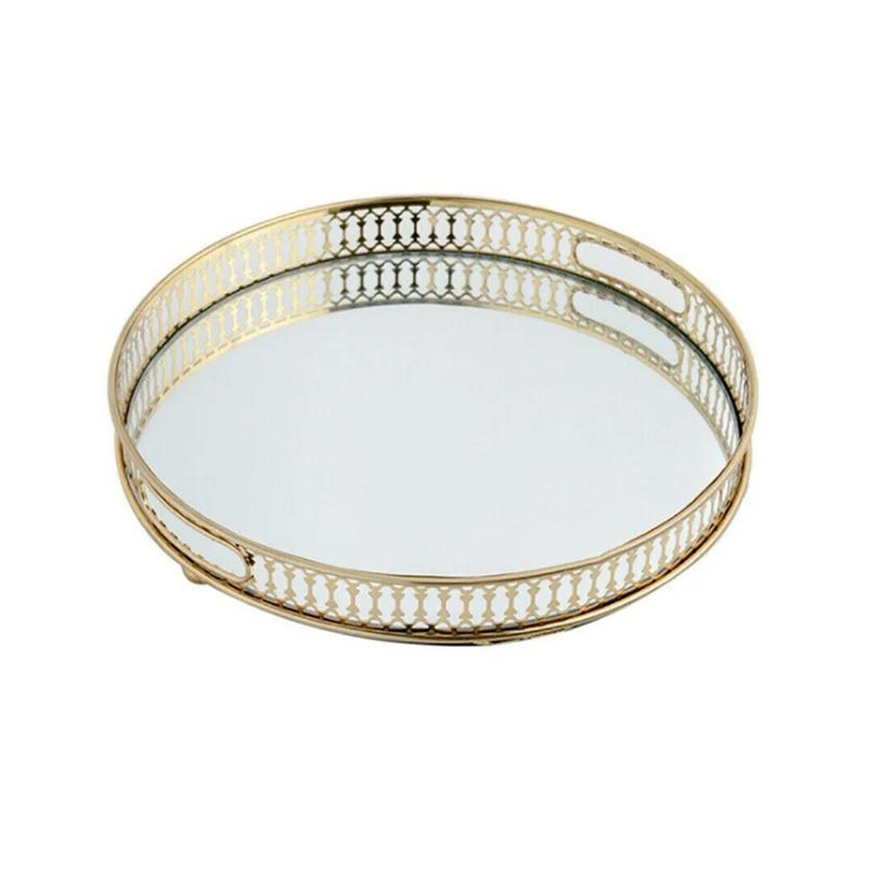 Gold Mirror Lattice Round Tray