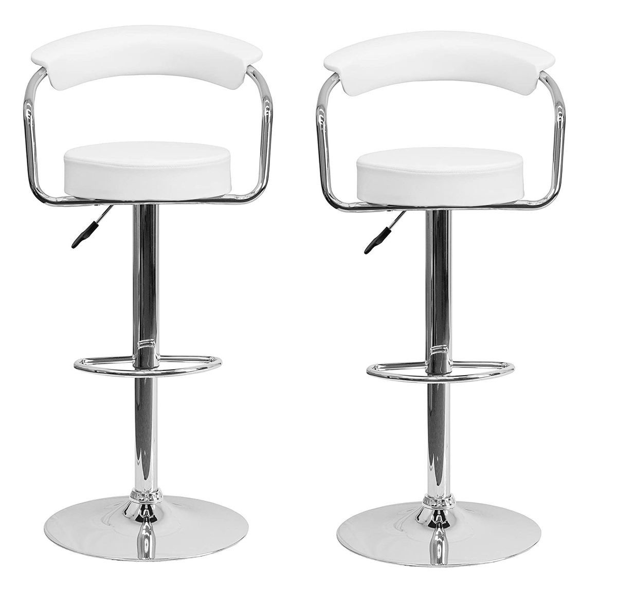 Bar / kitchen Counter Stools with Armrests - Set of 2 - White Colour
