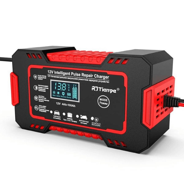 LCD Display Car Battery Charger 12V 6A - Red