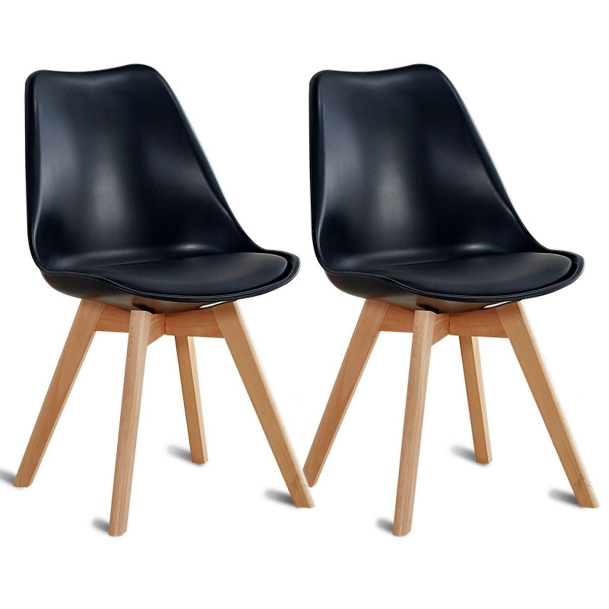 KCW: Tulip Chair Dining Chair Set of 2 - Black