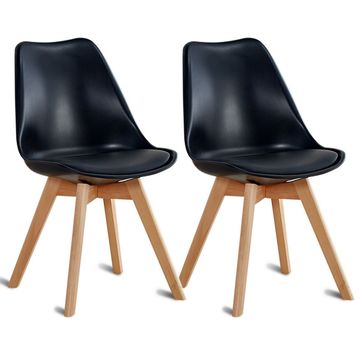 KCW: Tulip Chair Dining Chair Set of 2 - Black