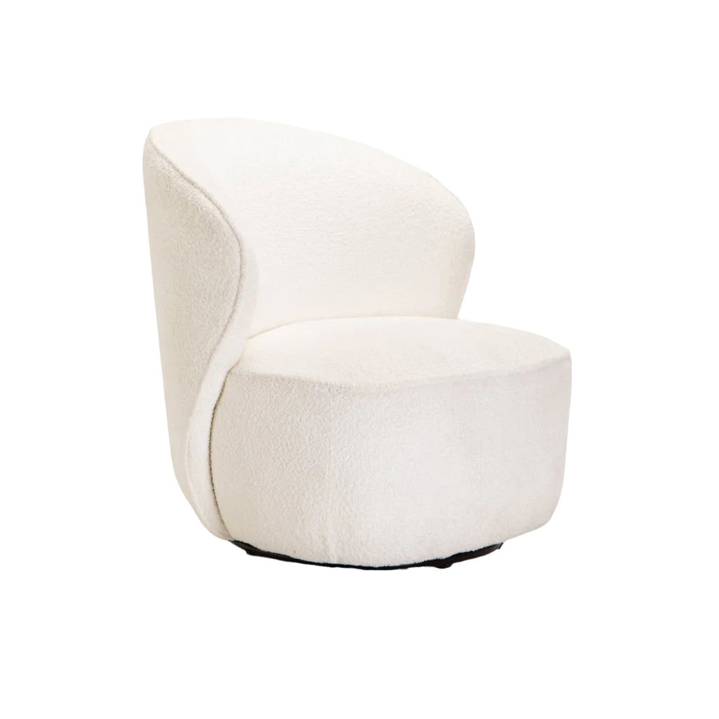 Vividitto - Saanvi Fabric Swivel Chair - Cream