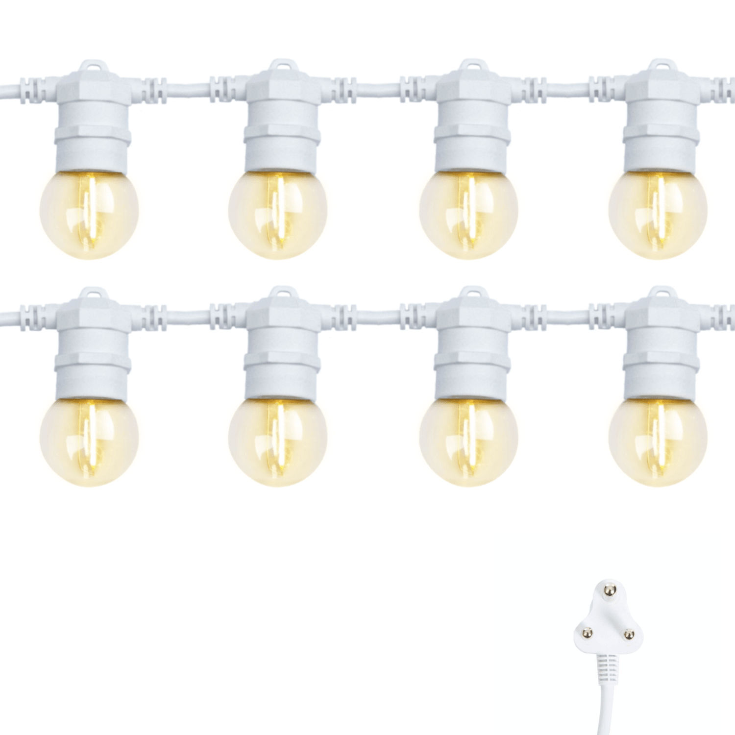 Stellar Lighting Wedding 20 LED Festoon Retro Bulb White Cable Lights - 20m