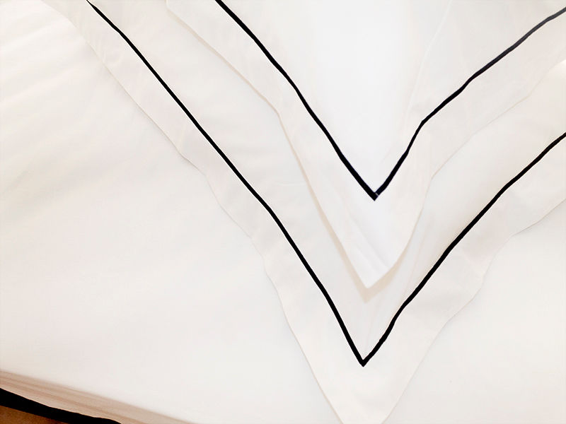 Rey's Fine Linen - Egyptian Collection - Oxford Satin Stitch Pillow Cover - Jet Black - Euro Continental (06 Sets)